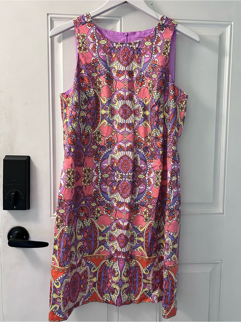 London Times Pink & Purple Printed Sheath Dress